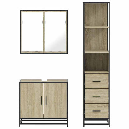 vidaXL 3 Piece Bathroom Furniture Set Sonoma Oak Engineered Wood