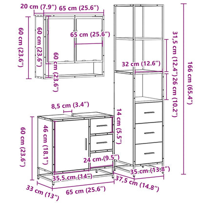 vidaXL 3 Piece Bathroom Furniture Set Sonoma Oak Engineered Wood