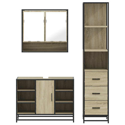vidaXL 3 Piece Bathroom Furniture Set Sonoma Oak Engineered Wood