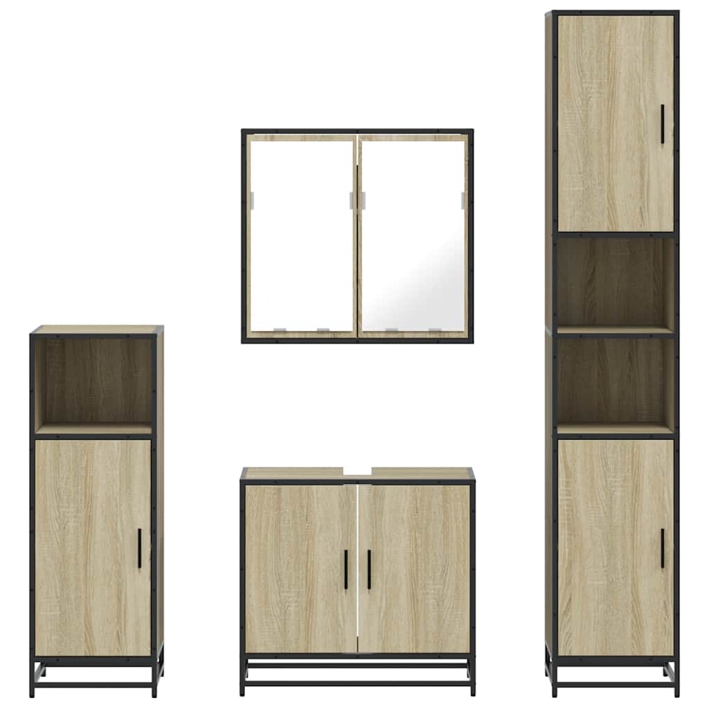 vidaXL 4 Piece Bathroom Furniture Set Sonoma Oak Engineered Wood