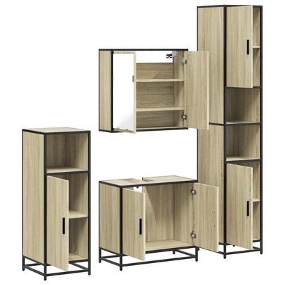 vidaXL 4 Piece Bathroom Furniture Set Sonoma Oak Engineered Wood