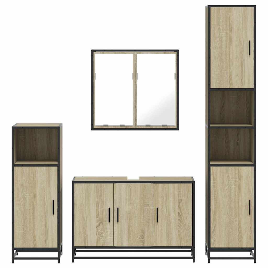 vidaXL 4 Piece Bathroom Furniture Set Sonoma Oak Engineered Wood