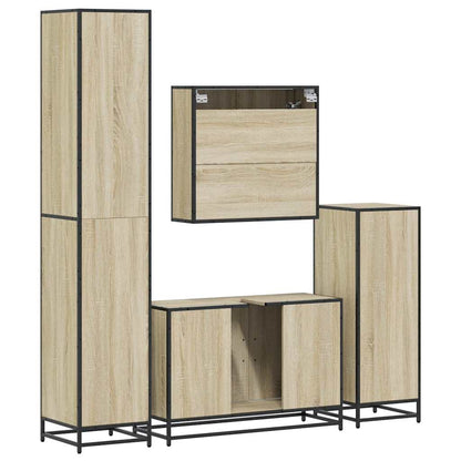vidaXL 4 Piece Bathroom Furniture Set Sonoma Oak Engineered Wood