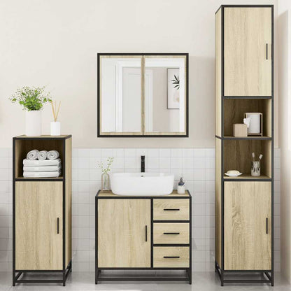 vidaXL 4 Piece Bathroom Furniture Set Sonoma Oak Engineered Wood