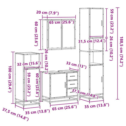 vidaXL 4 Piece Bathroom Furniture Set Sonoma Oak Engineered Wood