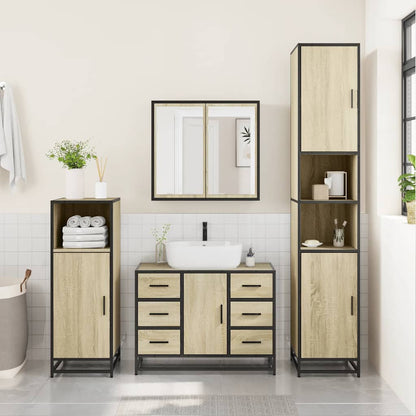 vidaXL 4 Piece Bathroom Furniture Set Sonoma Oak Engineered Wood
