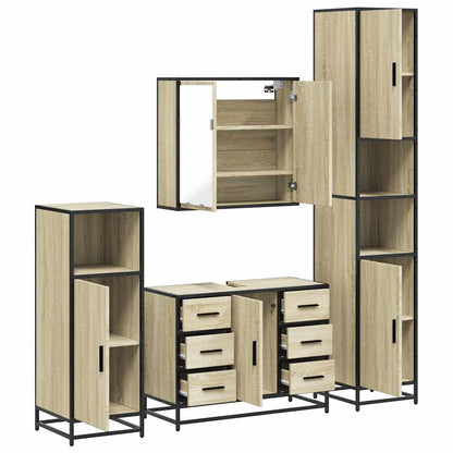 vidaXL 4 Piece Bathroom Furniture Set Sonoma Oak Engineered Wood
