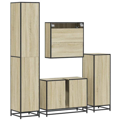 vidaXL 4 Piece Bathroom Furniture Set Sonoma Oak Engineered Wood