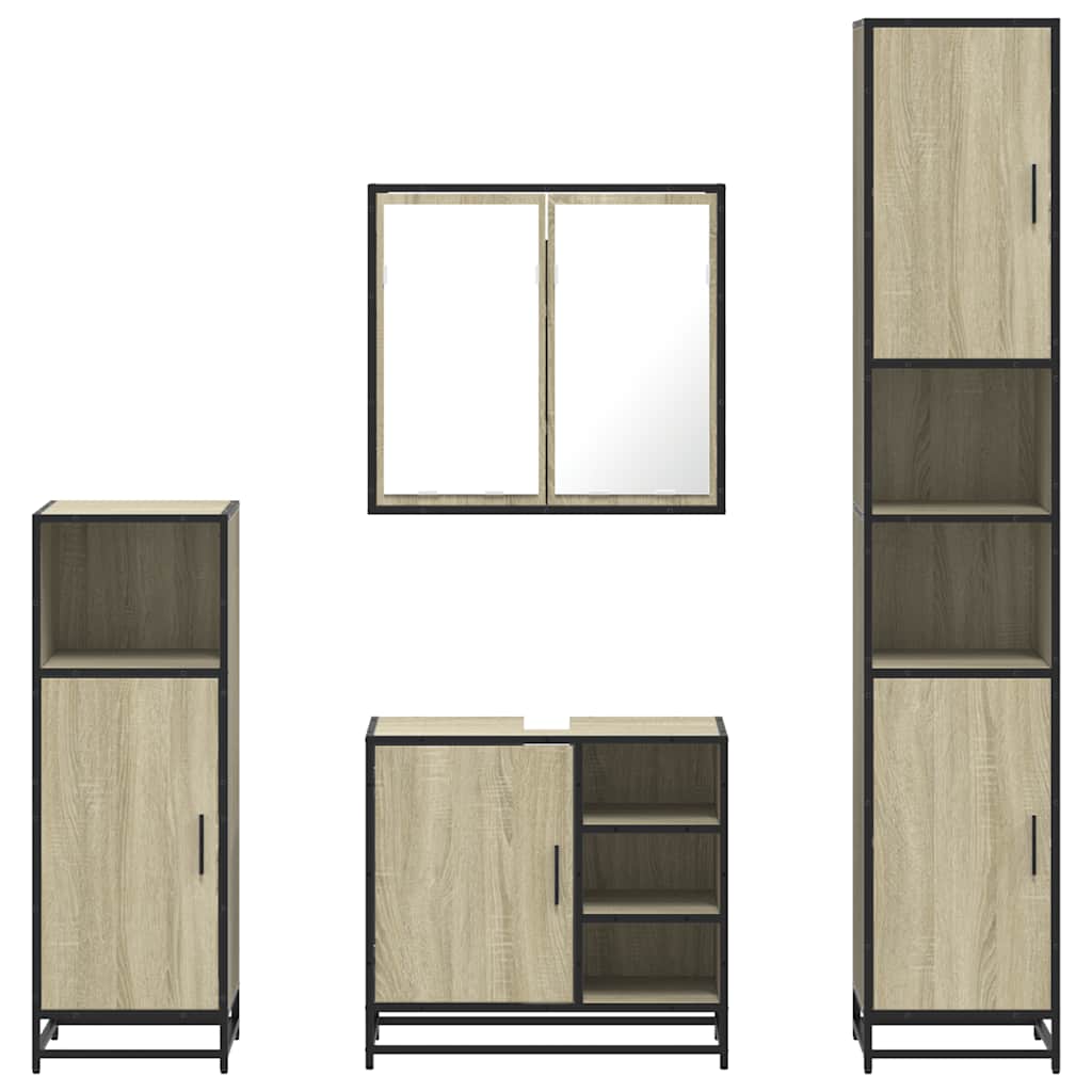 vidaXL 4 Piece Bathroom Furniture Set Sonoma Oak Engineered Wood