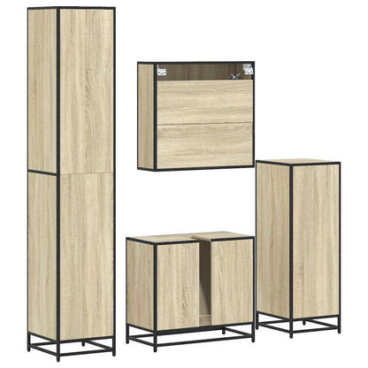 vidaXL 4 Piece Bathroom Furniture Set Sonoma Oak Engineered Wood