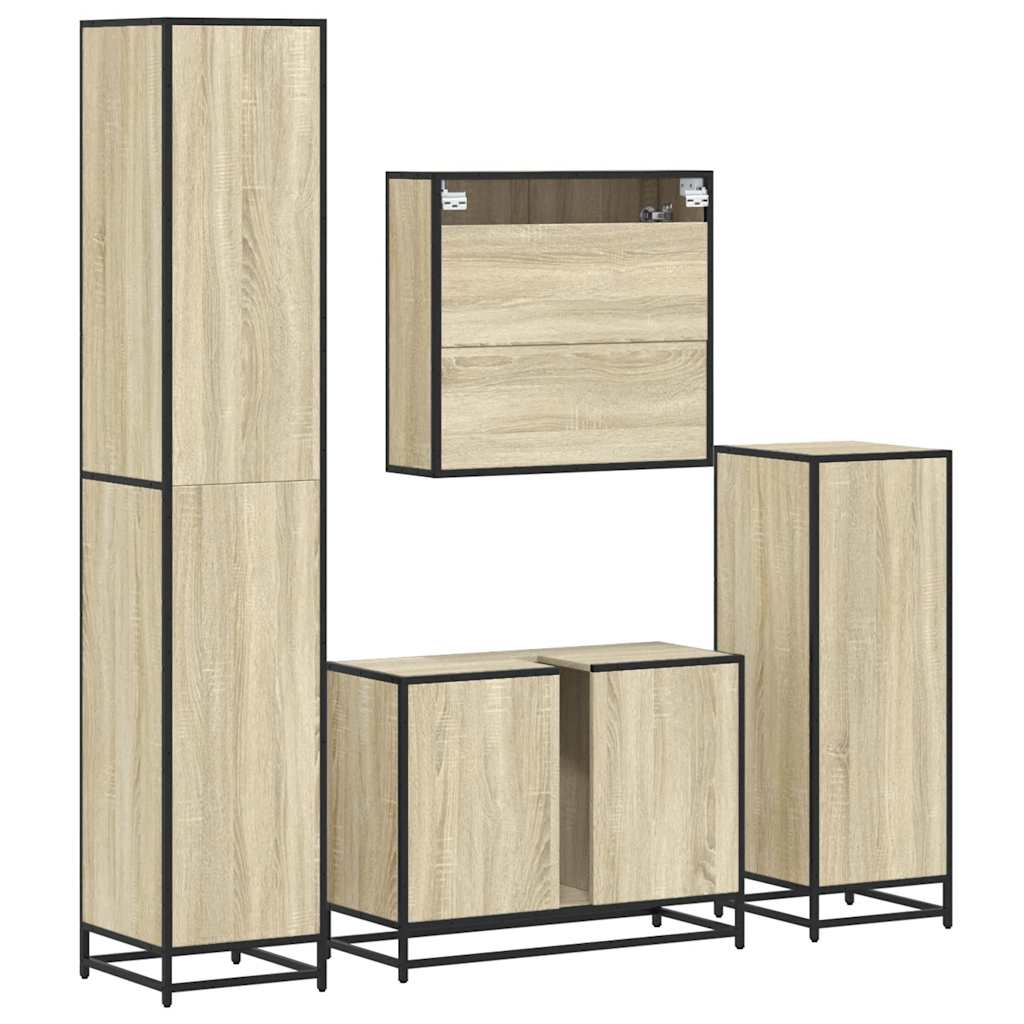 vidaXL 4 Piece Bathroom Furniture Set Sonoma Oak Engineered Wood