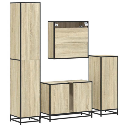 vidaXL 4 Piece Bathroom Furniture Set Sonoma Oak Engineered Wood