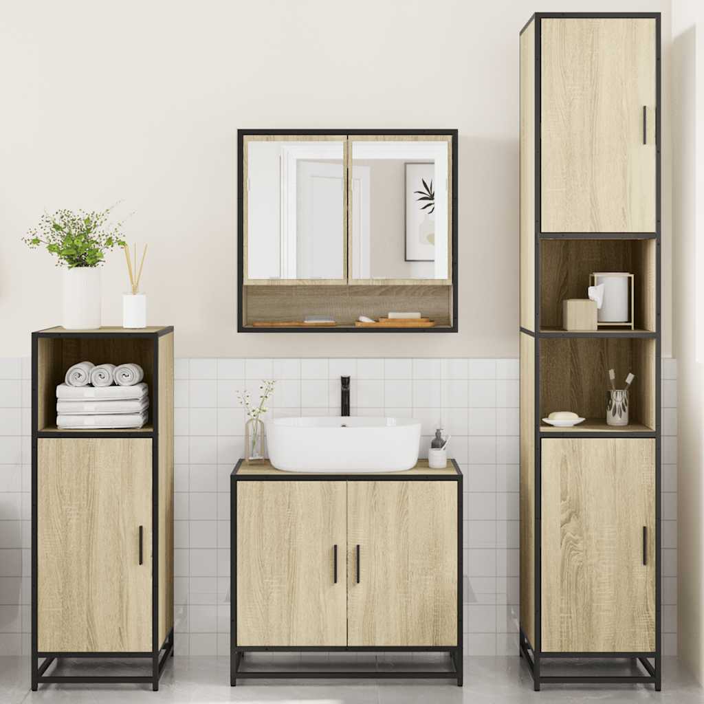 vidaXL 4 Piece Bathroom Furniture Set Sonoma Oak Engineered Wood