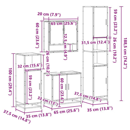 vidaXL 4 Piece Bathroom Furniture Set Sonoma Oak Engineered Wood