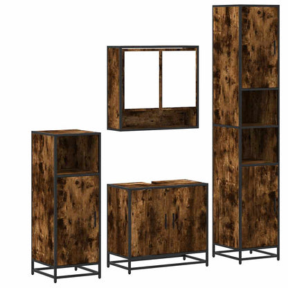 vidaXL 4 Piece Bathroom Furniture Set Smoked Oak Engineered Wood