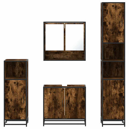 vidaXL 4 Piece Bathroom Furniture Set Smoked Oak Engineered Wood