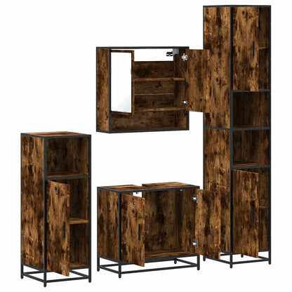 vidaXL 4 Piece Bathroom Furniture Set Smoked Oak Engineered Wood
