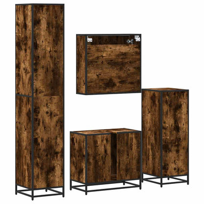 vidaXL 4 Piece Bathroom Furniture Set Smoked Oak Engineered Wood
