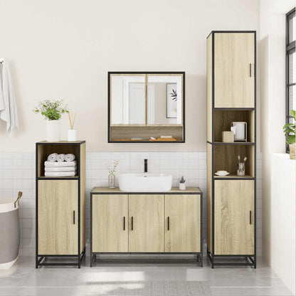 vidaXL 4 Piece Bathroom Furniture Set Sonoma Oak Engineered Wood