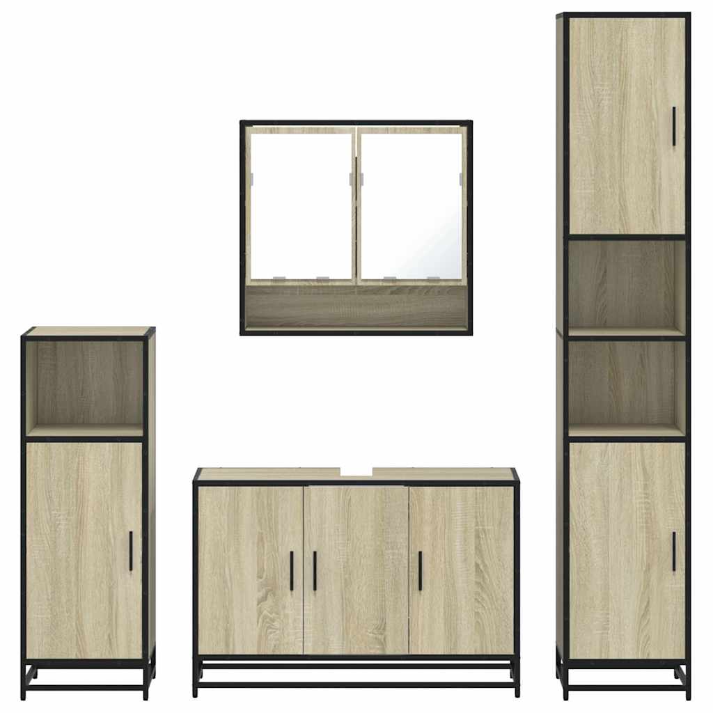 vidaXL 4 Piece Bathroom Furniture Set Sonoma Oak Engineered Wood