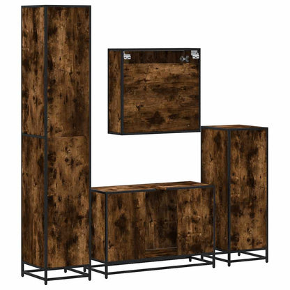 vidaXL 4 Piece Bathroom Furniture Set Smoked Oak Engineered Wood