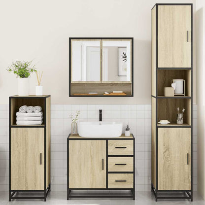 vidaXL 4 Piece Bathroom Furniture Set Sonoma Oak Engineered Wood