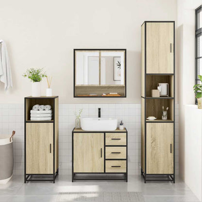vidaXL 4 Piece Bathroom Furniture Set Sonoma Oak Engineered Wood