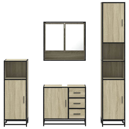 vidaXL 4 Piece Bathroom Furniture Set Sonoma Oak Engineered Wood