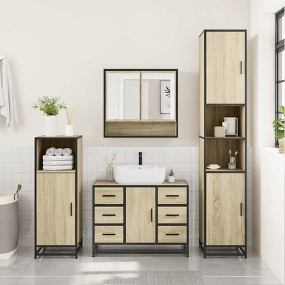 vidaXL 4 Piece Bathroom Furniture Set Sonoma Oak Engineered Wood