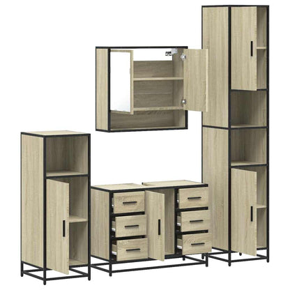 vidaXL 4 Piece Bathroom Furniture Set Sonoma Oak Engineered Wood