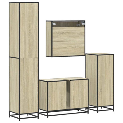 vidaXL 4 Piece Bathroom Furniture Set Sonoma Oak Engineered Wood