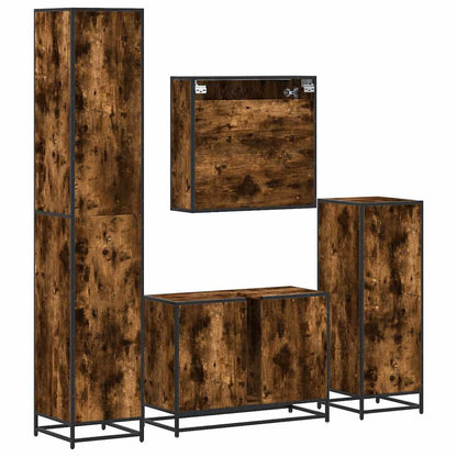 vidaXL 4 Piece Bathroom Furniture Set Smoked Oak Engineered Wood