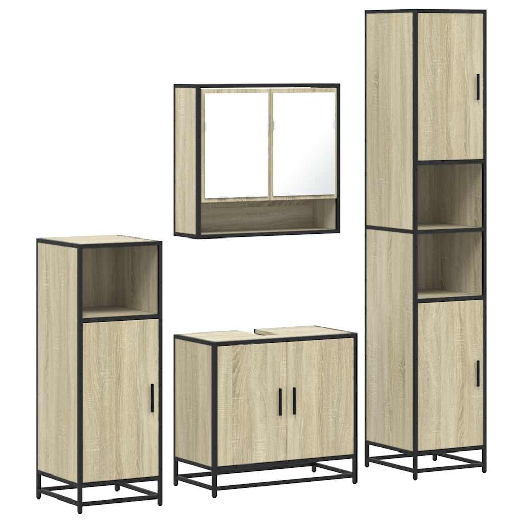 vidaXL 4 Piece Bathroom Furniture Set Sonoma Oak Engineered Wood