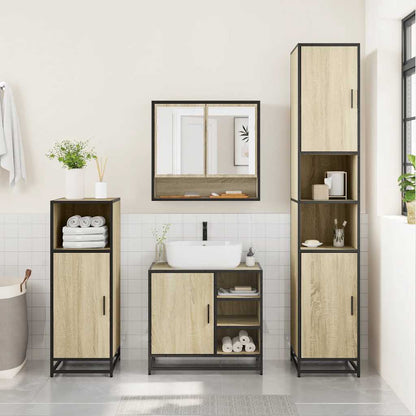 vidaXL 4 Piece Bathroom Furniture Set Sonoma Oak Engineered Wood