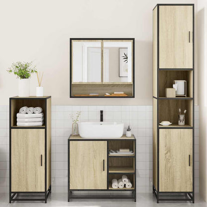 vidaXL 4 Piece Bathroom Furniture Set Sonoma Oak Engineered Wood