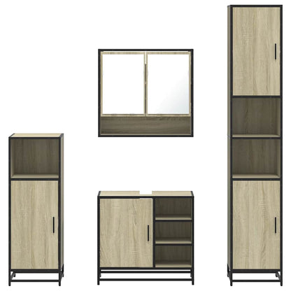 vidaXL 4 Piece Bathroom Furniture Set Sonoma Oak Engineered Wood
