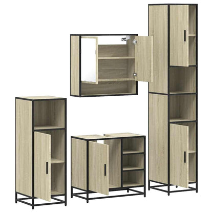 vidaXL 4 Piece Bathroom Furniture Set Sonoma Oak Engineered Wood