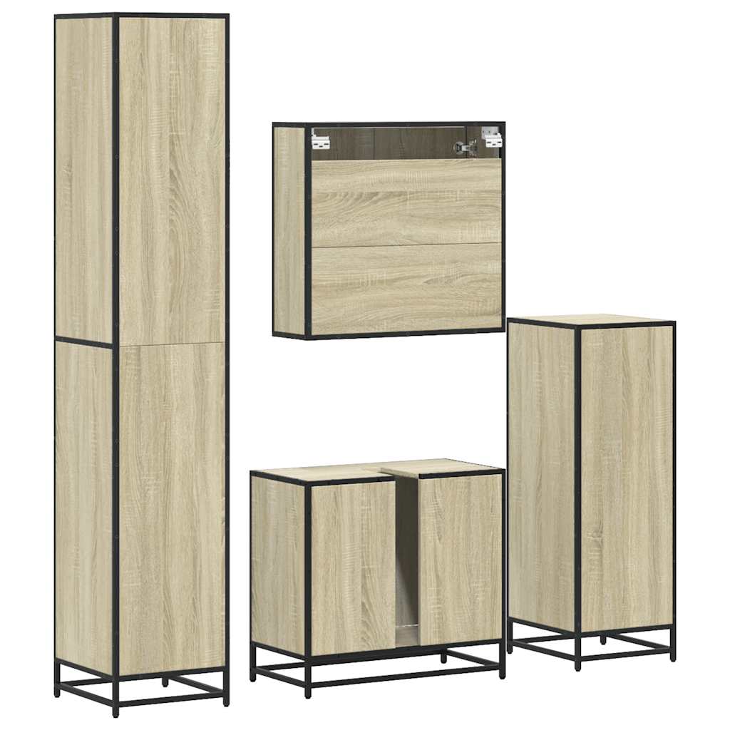 vidaXL 4 Piece Bathroom Furniture Set Sonoma Oak Engineered Wood