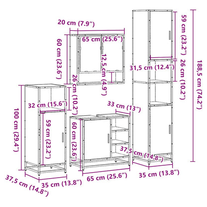 vidaXL 4 Piece Bathroom Furniture Set Sonoma Oak Engineered Wood