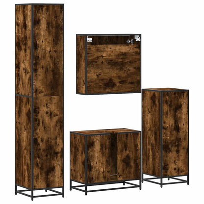 vidaXL 4 Piece Bathroom Furniture Set Smoked Oak Engineered Wood