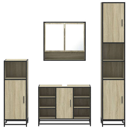 vidaXL 4 Piece Bathroom Furniture Set Sonoma Oak Engineered Wood
