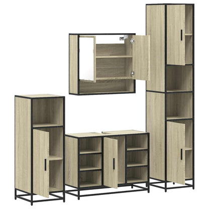 vidaXL 4 Piece Bathroom Furniture Set Sonoma Oak Engineered Wood