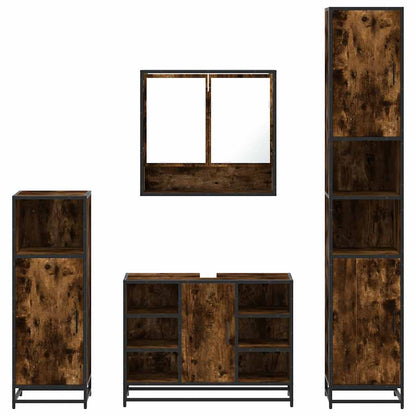 vidaXL 4 Piece Bathroom Furniture Set Smoked Oak Engineered Wood