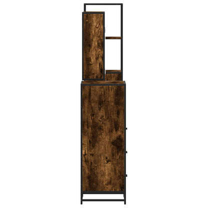 vidaXL 4 Piece Bathroom Furniture Set Smoked Oak Engineered Wood