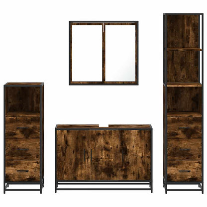 vidaXL 4 Piece Bathroom Furniture Set Smoked Oak Engineered Wood