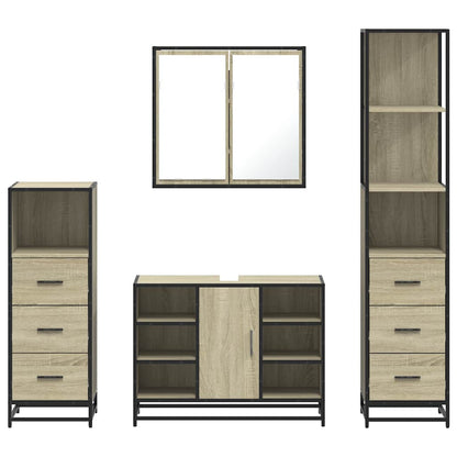 vidaXL 4 Piece Bathroom Furniture Set Sonoma Oak Engineered Wood