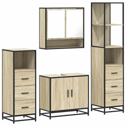 vidaXL 4 Piece Bathroom Furniture Set Sonoma Oak Engineered Wood