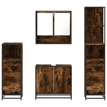 vidaXL 4 Piece Bathroom Furniture Set Smoked Oak Engineered Wood