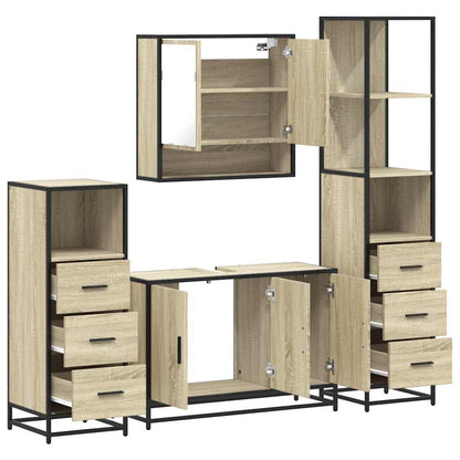 vidaXL 4 Piece Bathroom Furniture Set Sonoma Oak Engineered Wood