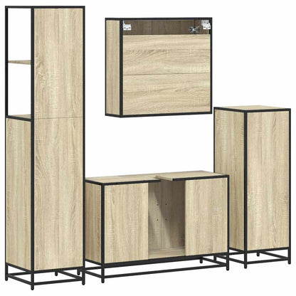 vidaXL 4 Piece Bathroom Furniture Set Sonoma Oak Engineered Wood